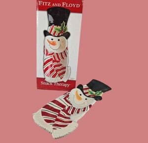 Fitz & Floyd Snack therapy snowman server tray dish plate platter holiday